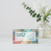 Paarse Roze Blauwgroen Aqua Blauw Goud Marmeren Ku Visitekaartje (Staand voorkant)