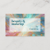 Paarse Roze Blauwgroen Aqua Blauw Goud Marmeren Ku Visitekaartje (Voorkant)