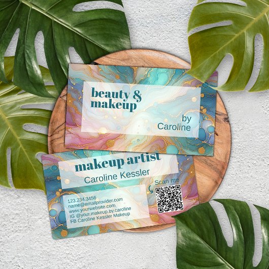 Paarse Roze Blauwgroen Aqua Blauw Goud Marmeren Ku Visitekaartje