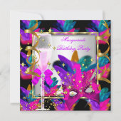 Paarse roze Blauwgroen Blauwe Masquerade Party Bir Kaart (Voorkant)