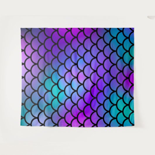 Paarse Roze Blauwgroen Blauwe Zeemeermin Fotografi Wandkleed (Voorkant (horizontaal))