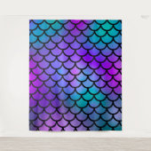 Paarse Roze Blauwgroen Blauwe Zeemeermin Fotografi Wandkleed (Voorkant)