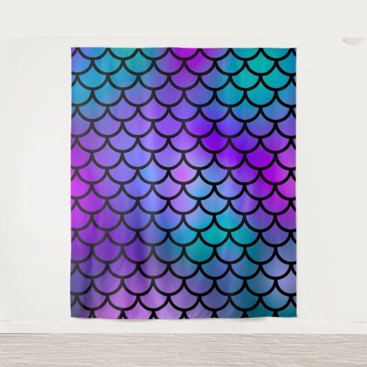 Paarse Roze Blauwgroen Blauwe Zeemeermin Fotografi Wandkleed (Voorkant)