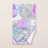 Paarse roze Blauwgroen en witte schelpen Bad Handdoek (Handdoek)