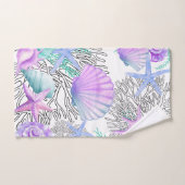 Paarse roze Blauwgroen en witte schelpen Bad Handdoek (Handdoek)