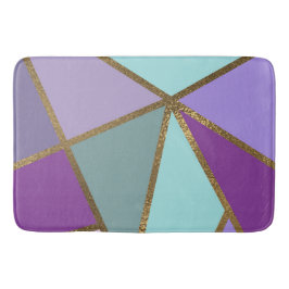Paarse roze Blauwgroen Turquoise & Bronze Gold Geo Badmat