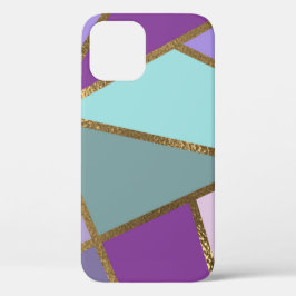 Paarse roze Blauwgroen Turquoise & Bronze Gold Geo Case-Mate iPhone Case