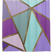 Paarse roze Blauwgroen Turquoise & Bronze Gold Geo Douchegordijn (Voorkant)