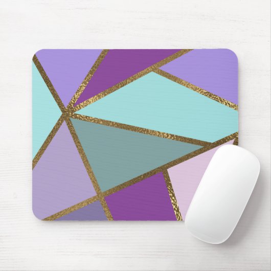 Paarse roze Blauwgroen Turquoise & Bronze Gold Geo Muismat (Met muis)