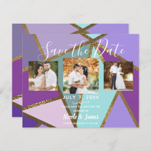 Paarse roze Blauwgroen Turquoise & Bronze Gold Wed