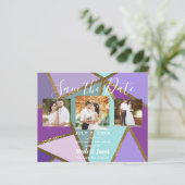 Paarse roze Blauwgroen Turquoise & Bronze Gold Wed (Staand voorkant)