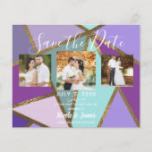 Paarse roze Blauwgroen Turquoise & Bronze Gold Wed (Voorkant)