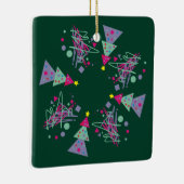 Paarse roze Blauwgroen vormen Groene Rode Kerstmis Keramisch Ornament (Rechts)