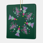 Paarse roze Blauwgroen vormen Groene Rode Kerstmis Keramisch Ornament (Links)