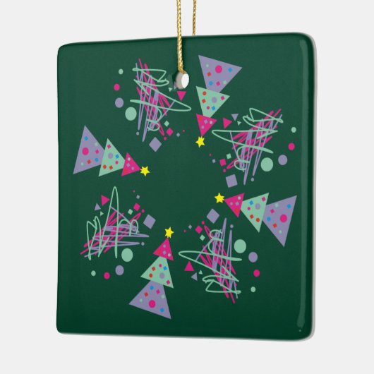Paarse roze Blauwgroen vormen Groene Rode Kerstmis Keramisch Ornament (Links)