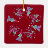 Paarse roze Blauwgroen vormen Groene Rode Kerstmis Keramisch Ornament (Achterkant)