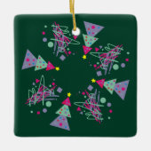 Paarse roze Blauwgroen vormen Groene Rode Kerstmis Keramisch Ornament (Voorkant)
