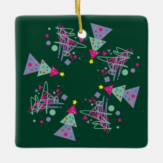 Paarse roze Blauwgroen vormen Groene Rode Kerstmis Keramisch Ornament (Voorkant)