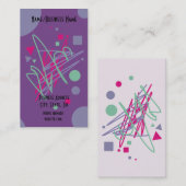 Paarse roze Blauwgroen vormen Lijnen Kinder partij Visitekaartje (Voorkant / Achterkant)