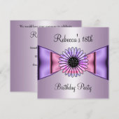 Paarse roze bloem 18e verjaardag kaart (Voorkant / Achterkant)