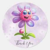 Paarse Roze Bloem Bedankt Sticker (Voorkant)