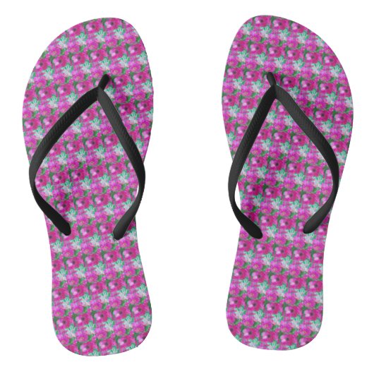 Paarse Roze Bloem Dames Flip Flops (Voetbed)