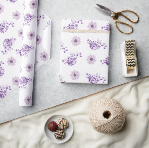 Paarse Roze Bloem Floral Boho Cadeaupapier