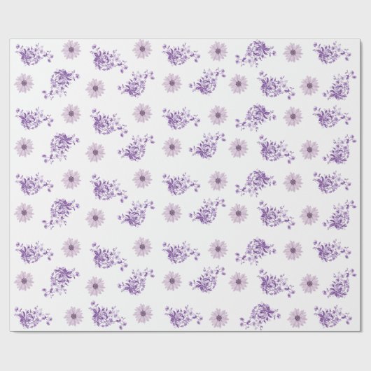  Paarse Roze Bloem Floral Boho Cadeaupapier (Vlak)