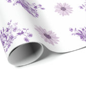  Paarse Roze Bloem Floral Boho Cadeaupapier (Rol Hoek)