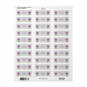 Paarse Roze Bloem Retouradreslabel Etiket (Full Sheet)