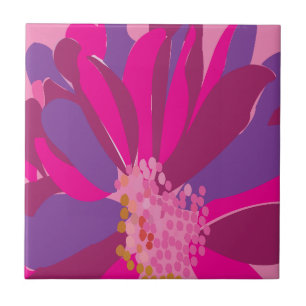 Paarse Roze Bloem Tegeltje