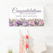 Paarse Roze Bloem Verlovingsfeest Spandoek (Insitu)