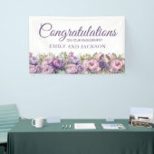 Paarse Roze Bloem Verlovingsfeest Spandoek (Beurs)