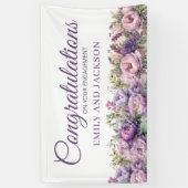 Paarse Roze Bloem Verlovingsfeest Spandoek (Verticaal)