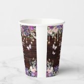 Paarse Roze Bloem Vlinder Landelijk 100ste Verjaar Papieren Bekers (Links)