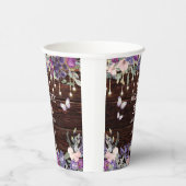 Paarse Roze Bloem Vlinder Landelijk 100ste Verjaar Papieren Bekers (Rechts)