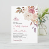 Paarse Roze Bloemboeket Islamitische Moslim Bruilo Kaart (Staand voorkant)