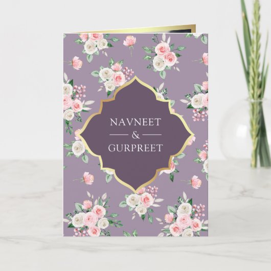 Paarse Roze Bloemen Alles in een Anand Karaj Bruil (Voorkant)