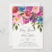 Paarse & Roze Bloemen Baby shower Uitnodiging (Voorkant)