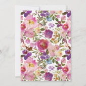 Paarse & Roze Bloemen Baby shower Uitnodiging (Achterkant)