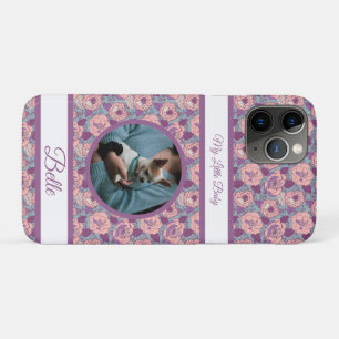 Paarse Roze Bloemen & banners met naam/fase Case-Mate iPhone Case