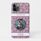 Paarse Roze Bloemen & banners met naam/fase Case-Mate iPhone Case (Achterkant)