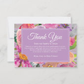 Paarse Roze Bloemen Boeken voor Baby shower Bedankkaart (Voorkant)