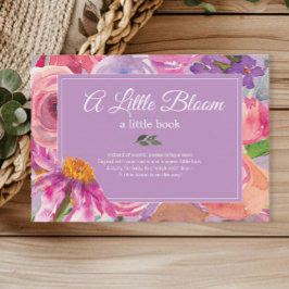 Paarse Roze Bloemen Boeken voor Baby shower Informatiekaartje