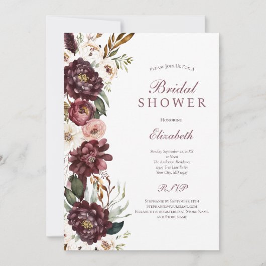 Paarse Roze Bloemen Botanisch Vrijgezellenfeest Kaart (Voorkant)