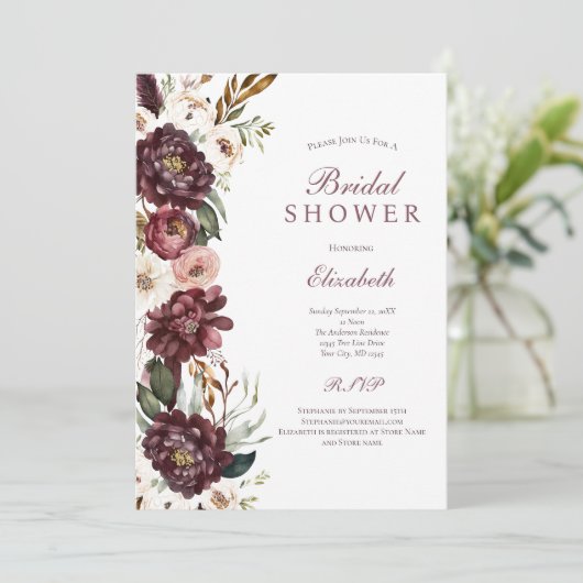 Paarse Roze Bloemen Botanisch Vrijgezellenfeest Kaart (Staand voorkant)