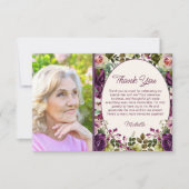 Paarse Roze Bloemen Botanische 60e Verjaardag Foto Bedankkaart (Voorkant)