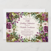 Paarse Roze Bloemen Botanische 75e Verjaardag Kaart (Voorkant)