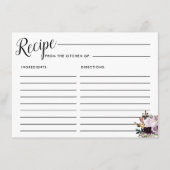 Paarse Roze Bloemen Bruids Recept Kaart (Voorkant)