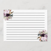 Paarse Roze Bloemen Bruids Recept Kaart (Achterkant)